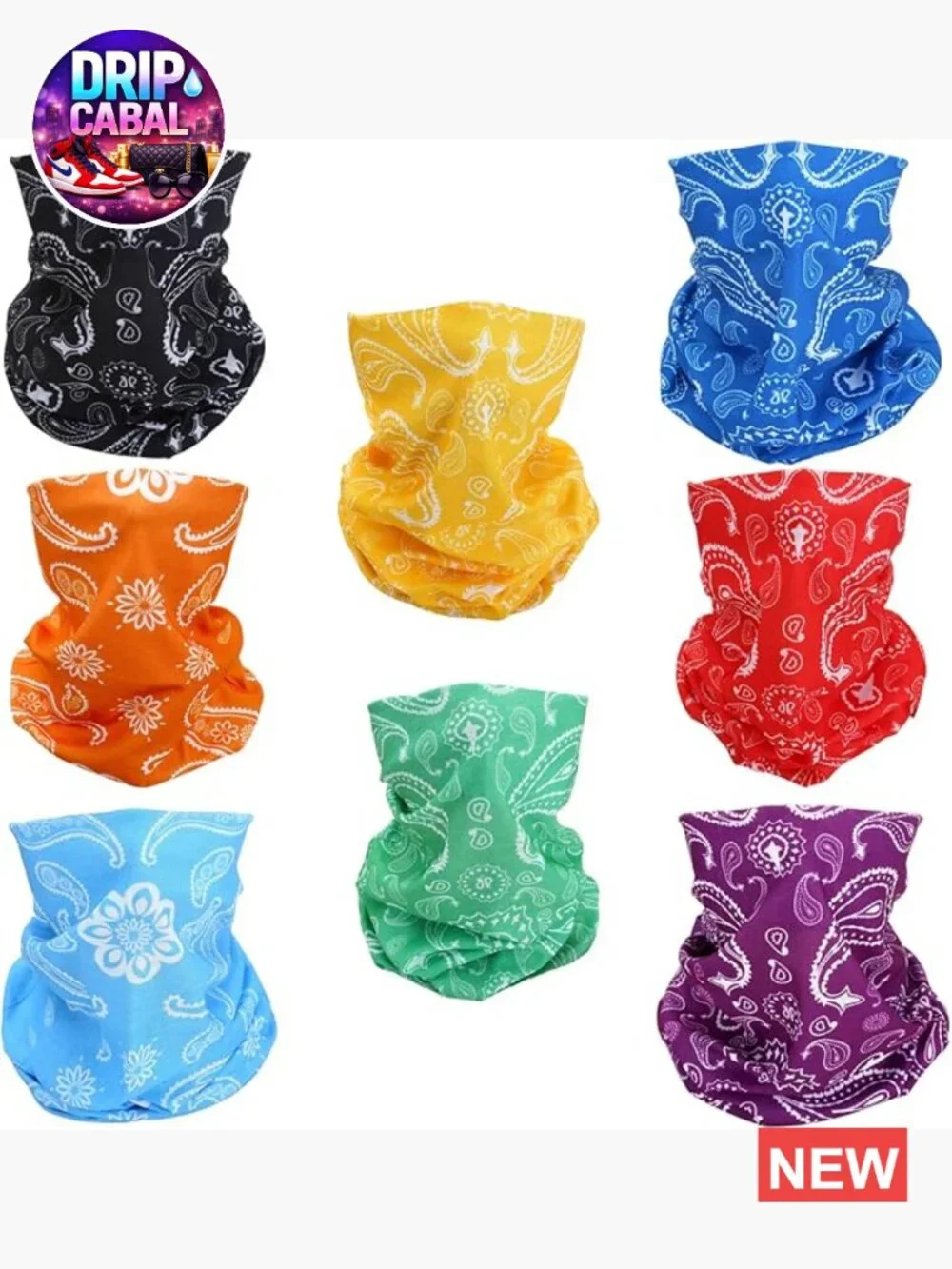 8 Multipurpose Seamless Bandanas Neck Gaiter Unisex